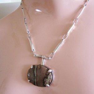 Solid sterling silver unique chain with agate